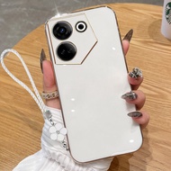 For Tecno Camon 20 Pro 4G 5G CK6 CK6n CK7n CK8n Luxury Electroplated Straight Edge Silicone Soft Pho