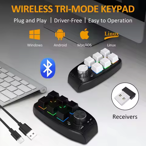 6 Keys 1 Knob Macro Mechanical Keyboard USB Mini RGB Gaming Custom Programming Knob Portable Custom 