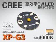 EHE】CREE XP-G3 S4 暖白4000K 6W高功率LED(搭25mm圓形鋁基) XPG3。可取代5W應用