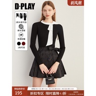 DPLAY Autumn French Knit Sweater with Contrasting Bow Knot