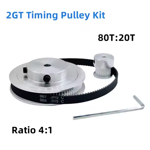 80T 20Teeth 2GT Pulley Belt Kit Belt Width 6mm Reduction 4:1 Bore 3~14mm 3D Printer Synchronous Whee