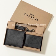 (พร้อมส่ง/ของแท้) Coach Boxed 3in1 wallet gift set in signature canvas กระเป๋าสตางค์ผู้ชาย