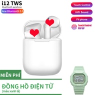 【Miễn phí Đồng hồ led】Tai nghe bluetooth không dây i12 TWS 5.0 giống hệt có Cảm ứng vân tay tai nghe
