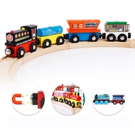 Bebamour Car Toys wooden 12-section magnet train trolley set with original wooden track boys toy