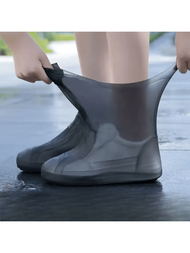 1對橡膠雨靴套，用於戶外乳膠防水鞋套，雨天鞋套可重複使用，防滑雨靴，旅行配件