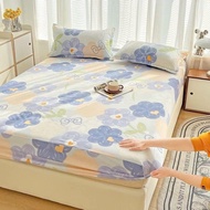 Poly Cotton 3-Piece Bedding Set in Many Patterns – Size 1m2 to 2m – Mattress Cover 2–10cm, blue flow