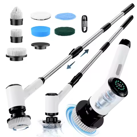 Electric Cleaning Brush Household Cleaning Device Wireless Power Spin Scrubber with 7 Brush Heads Ro