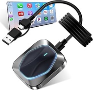 Carplay Wireless Adapter for iPhone,RGB Light Mini Size Bluetooth 5.3 WiFi 5.8 GHz,Plug and Play Con