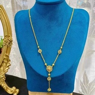 Hot Sale 18K Gold AU750 Women's Necklace, New Chinese Tassel, Round Hollow Clavicle Chain, Delicate,