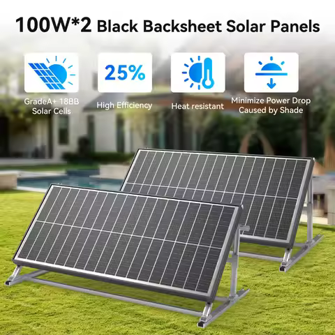 Rvpozwer 400W/200W/100W 12.8V Bifacial Solar Systems Panels Monocrystalline 16BB Solar Cells PV Powe