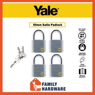 YALE Y120/50/127/4 4 in 1 keyed alike 50MM SATIN CHROME BORON SHACKLE PADLOCK FAMILY HARDWARE