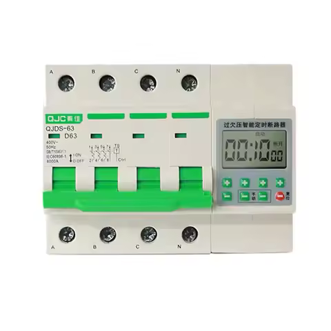 LCD 3 phase 4 wire 380V 32A,63A overload protect circuit breaker with countdown function 1min - 99h 