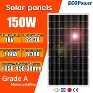 ECOPower Solar Panel Mono 18V 150W Solar cell Monocrystalline Grade A