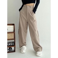 Cargo pants - Hihgwaist Loose Cargo pants - Crinkle Linen Cargo Culottes - Women's Cargo pants
