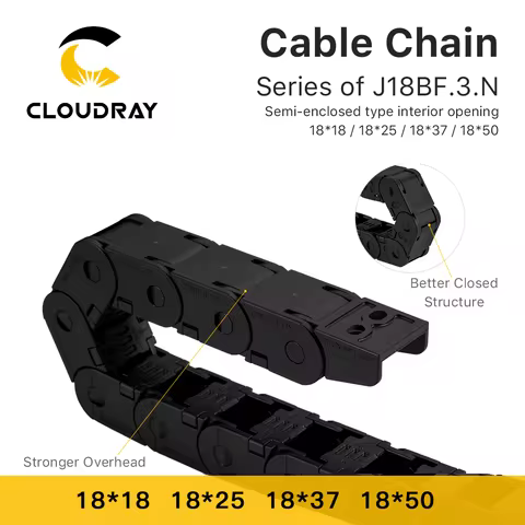 Cloudray 1m Cable Chain Semi-Enclosed Interior Opening 18x18 18x25 18x37 18x50 Drag Plastic Towline 