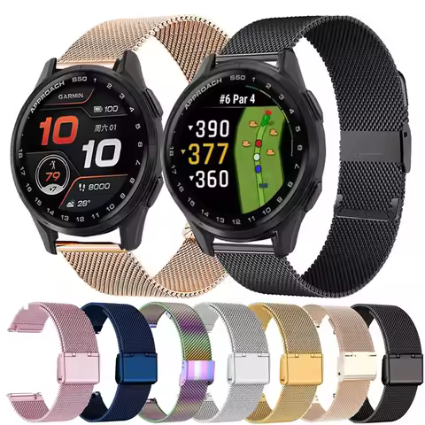 22mm 20mm Mesh Loop For Garmin Approach S50 S70 42 47mm Forerunner 970 965 745 570 Metal Band For Ga