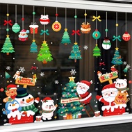 2025 Christmas Electrostatic Stickers Window Glass Stickers Santa Snowman Christmas Stickers Atmosph
