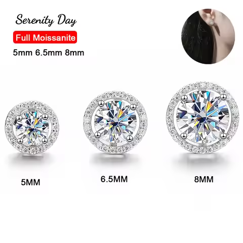 Serenity 0.5ct 1ct 2ct All D Moissanite Earrings For Women Gift S925 Sterling Silver Sparkling Round