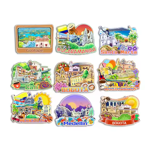 Bogota Medellin Cartagena Cali Santa Marta Bucaramanga Guatape Colombia Fridge Magnet Travel Souveni