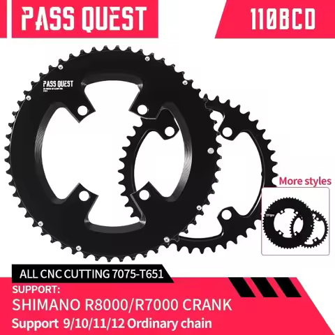 PASS QUEST 110bcd Chainring for Shimano 105 R7000 R8000 110 bcd Double Road chain ring 46/33T 48/35T