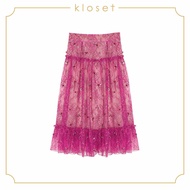 KLOSET Floral Lace Embroidered Skirt (RS20-S005) กระโปรงผ้าลูกไม้ แต่งดีเทลเพรช
