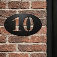 5 Sizes Available! Customized Modern Metal Oval House Number Plate - Black House Number And Address 