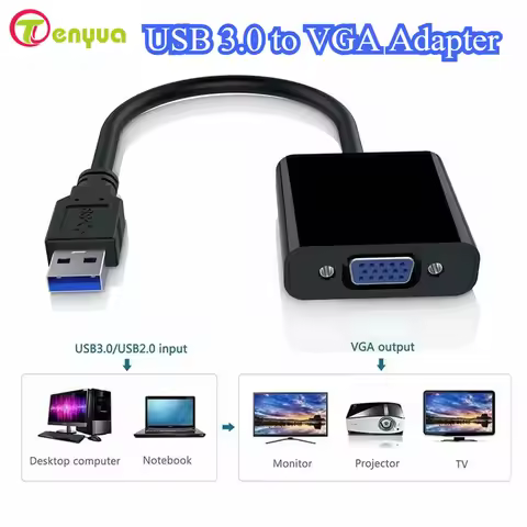 2025 USB To VGA Adapter USB 3.0 to VGA External Video Card Multi Display Converter Video Cable for L