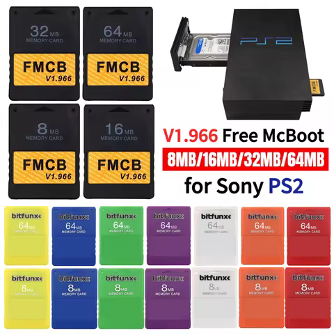 V1.966 Free McBoot 8MB 64MB Memory Cards for Sony PS2 Game Data Console Program Card