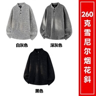 OH971 #(260g Chenille Fireworks Diagonal) Texture Jacquard Stand Collar Sweatshirt M-3XL (Support Bi