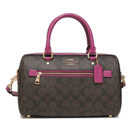 กระเป๋าถือ COACH ของแท้ มือ 1 ทรงหมอน  COACH 83607 ROWAN SATCHEL IN SIGNATURE CANVAS Dark Magenta