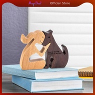 MagiDeal Man And Dog Wooden Statue Wooden Man Dog Carving Model for Dog Lover Desk