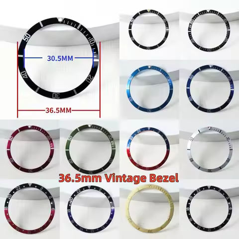 36.5mm Aluminium Retro Watch Bezel Insert For Vintage Submariner For Seiko Mods NH35 Watch Accessori