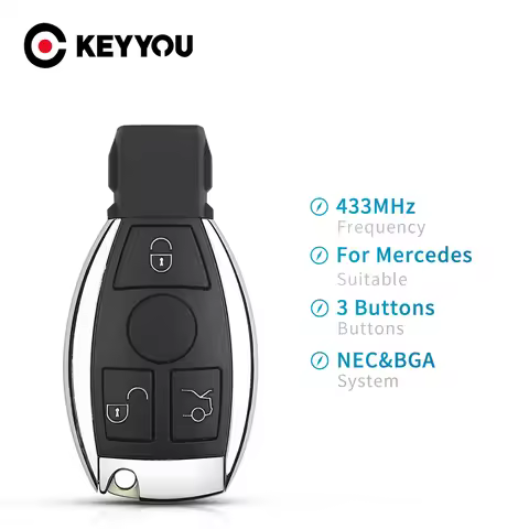 KEYYOU For Mercedes Benz C E S Original NEC BGA 2/3/4 Buttons 433MHz Remote Car Key