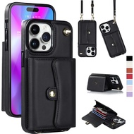 for iPhone 17 Pro Max Wallet Case with Card Slot, RFID Blocking Case with Shoulder Strap for iPhone 