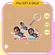 Family mica keychain printed on demand for 3 people for relatives, family, friends matching keychain