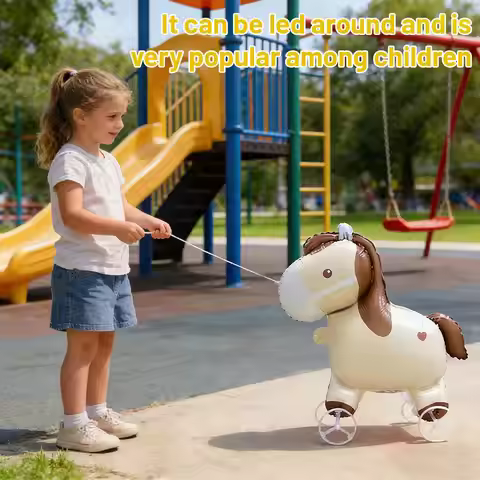 Walking Wheeled Animal Balloon Aluminium Foil Birthday Balloon Wheels Stall Balloon Balloon Night Wi