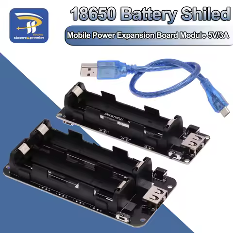 Dual 18650 Lithium Battery Shield V3/V8 Power Bank 1 Way Charging Module 5V/3A 3V/1A Type-C Micro US