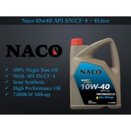 NACO 10w40 4L Semi Synthetic Engine Oil API-SN/CF-4 Car Lubricant 10w-40 4Litre Minyak Hitam Enjin NANO ENERGY