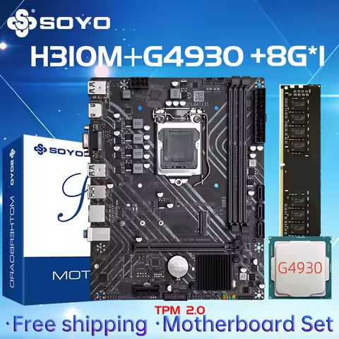 SOYO H310M DDR3 Motherboard G4930CPU 8G RAM Intel LGA1151 TPM2.0 Computer com Kit Xeon PCGAME PCIE3.