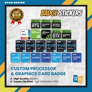 Custom Sticker Logo Intel Core i3 i5 i7 Gen 11 Gen 12 Sticker Nvidia Geforce RTX GTX Intel Iris Xe