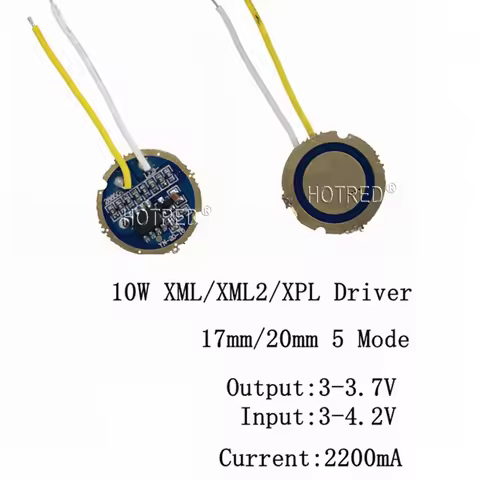 10pcs 5050 10W xml led xml2 led T6 U2 driver 17mm 20mm 2.7-4.2V 2A 5-Mode LED Driver for 10W 5050 XM