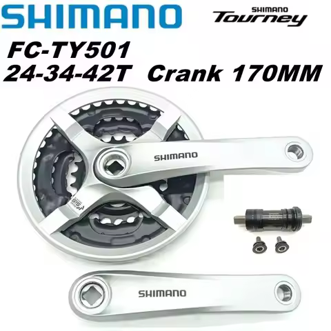 Shimano Tourney FC-TY501 MTB Bike Cranset 42-34-24T/28-38-48T Square Hole Crankset 6/7/8 Speed 170MM