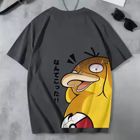 Pokemon Psyduck Graphic T - Shirt Men Women 2026 Summer Cotton Short Sleeve Tee Anime Print Streetwe