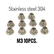 M3 Stainless steel nylon lock hex flange nuts 304 M3 10 pcs.