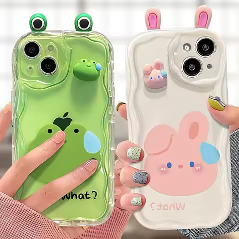 Cute 3D Bear Rabbit Case for Samsung Galaxy S23 S22 S21 Ultra Plus S20 FE A73 A72 A71 A54 A53 A52 A5
