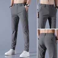 Ready Stock Mens casual trousers mens japanese-style light luxury grey trousers straight-leg slim-fi