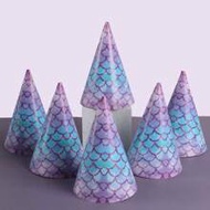 6pcs Purple Mermaid Theme Paper Party Hats, Birthday Holiday Party Decoration Hats