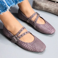 Women's Red Oil Wax Leather Mary Jane Flat Shoes, Y2K, Punk, Biker, Cool Girl Style, Suitable For Ha