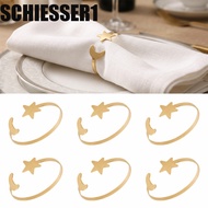 SCHIESSER1 6PCS Star Napkin Buckle, Gold/Silver Minimalist Moon Napkin Rings, Party Supplies Metal M