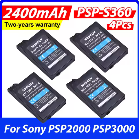 4Pcs 3.6V 2400mAh PSP 2000 NEW Batteries For Sony PSP2000 PSP3000 Console